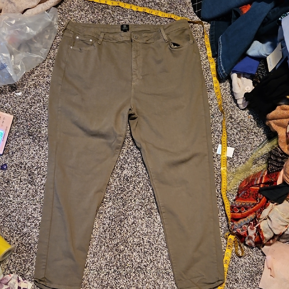 Just Black.  Size 20W. Made In Usa. Dark Green Denim Jeans. Womens